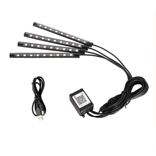 4 in 1 Universal Car USB 8-color APP Control LED Atmosphere Light Decorative Lamp, with 9LEDs Lamps Cable Length: 1.5m