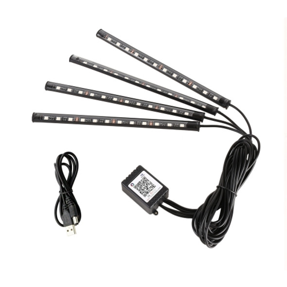 4 in 1 Universal Car USB 8-color APP Control LED Atmosphere Light Decorative Lamp, with 12LEDs Lamps Cable Length: 1.5m