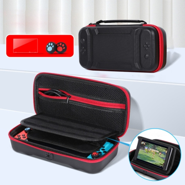 Portable EVA Storage Bag Protective Case Handbag with Holder Function for Nintendo Switch Console, Size: 26x12.5x7cm(Black Red)