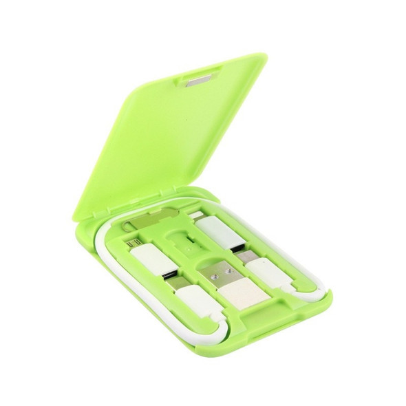 Data Cable Card Storage Box with Mobile Phone Holder & Card Picking Pin(Green)