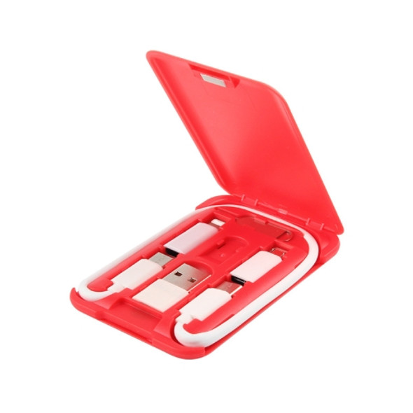 Data Cable Card Storage Box with Mobile Phone Holder & Card Picking Pin(Red)