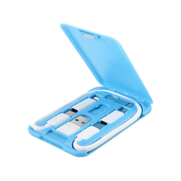 Data Cable Card Storage Box with Mobile Phone Holder & Card Picking Pin(Blue)