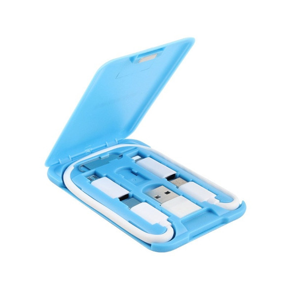Data Cable Card Storage Box with Mobile Phone Holder & Card Picking Pin(Blue)