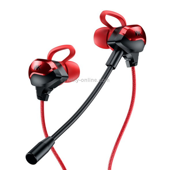 WK ET-Y30 ET Series 3.5mm Elbow In-ear Wired Wire-control Gaming Earphone with Microphone (Red)