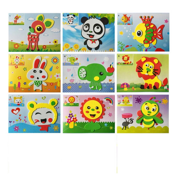 12 PCS / Set Kindergarten Stickers Picture Children Handmade DIY Make Paste Toys, Random Style Deilvery