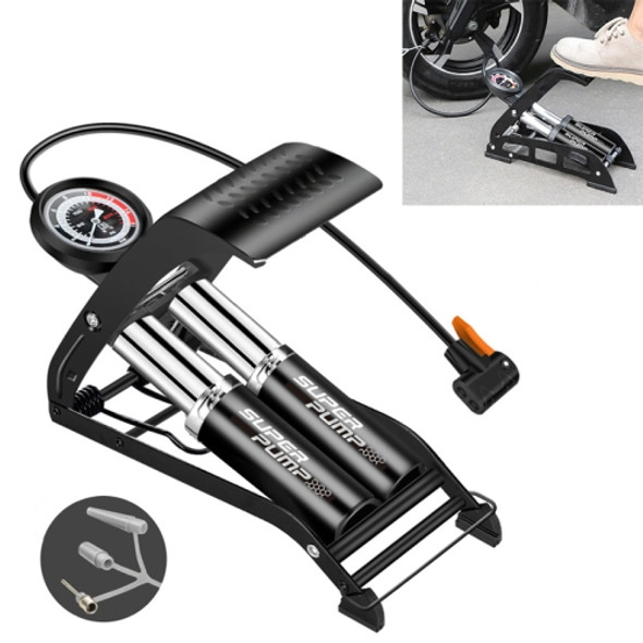 0903E Car / Motorcycle / Bicycle Portable High Pressure Double Pipe Inflatable Cylinder Pedal Air Pump