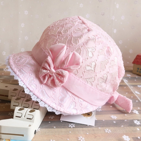 Children Spring and Summer Thin Lace Basin Hat Fisherman Hat, Size:40-46cm(Bunny Pink)