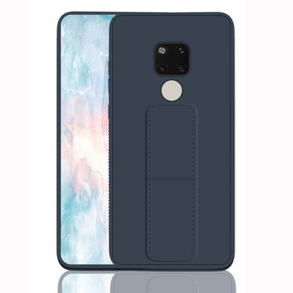 For Huawei Mate 20 Shockproof PC + TPU Protective Case with Wristband & Holder(Dark Blue)