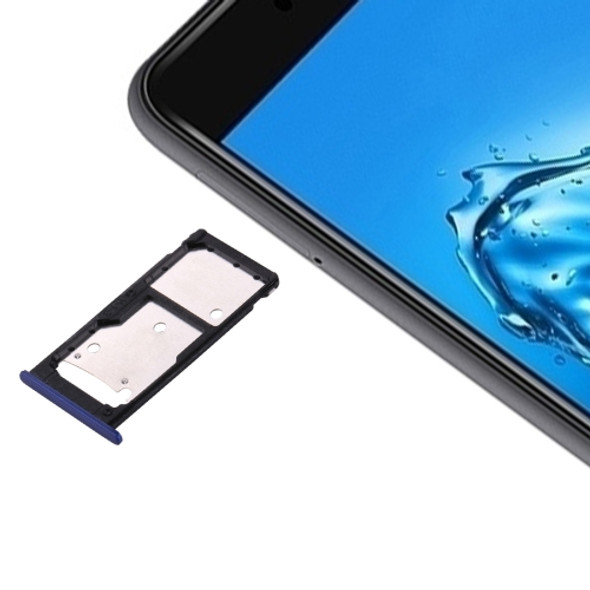 For Huawei Enjoy 7 Plus / Y7 Prime SIM Card Tray & SIM / Micro SD Card Tray(Dark Blue)