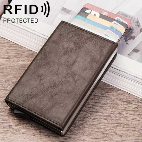 Magnetic RFID Bag Multifunctional Aluminum Automatic Pop-up Credit Card Package(Coffee)