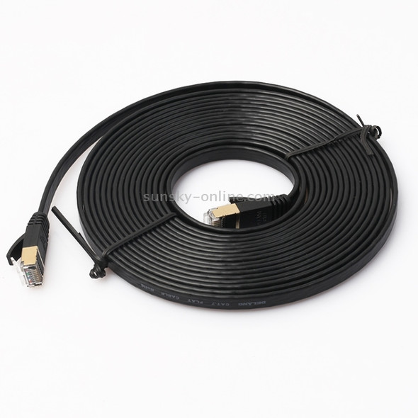 5m CAT7 10 Gigabit Ethernet Ultra Flat Patch Cable for Modem Router LAN Network - Built with Shielded RJ45 Connectors (Black)