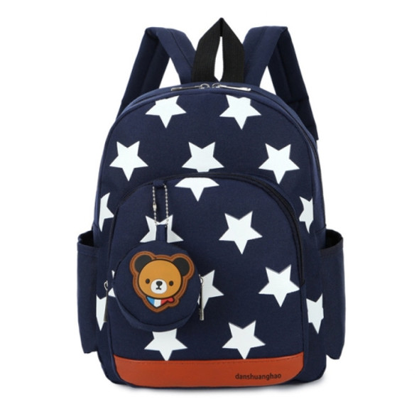 Nylon Stars Printing Kindergarten Children Backpack Schoolbag(Dark Blue)