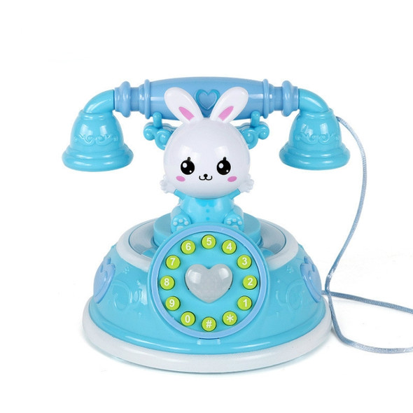 Children Retro Cartoon Telephone Early Education Story Machine Simulation Telephone Toy(Blue)