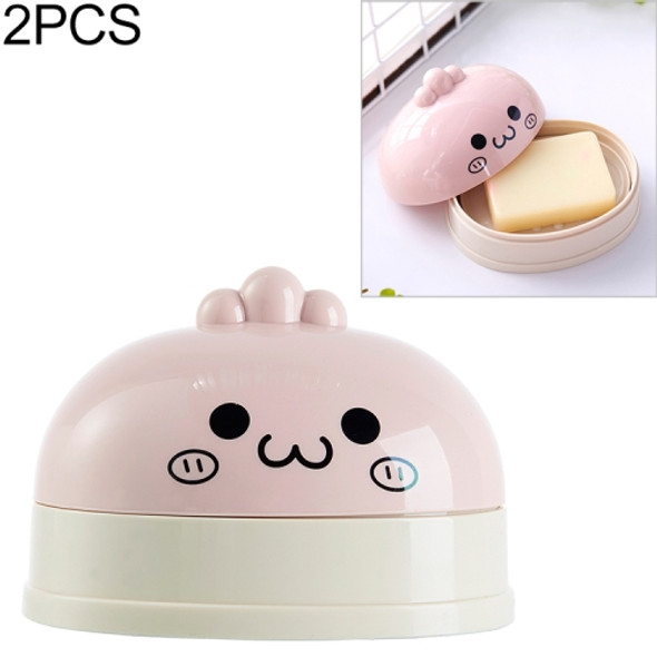 2 PCS Cute Setting Box Drainage Mini Soap Box(Pink)