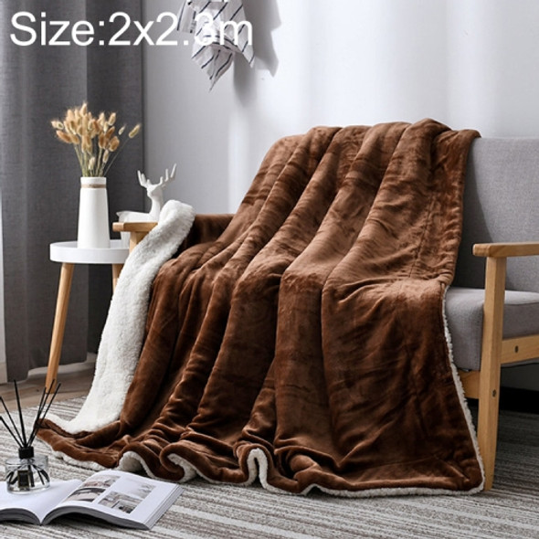 Winter Sofa Blanket Double Thick Cashmere Coral Fleece Ofice Nap Blanket, Size:2x2.3m(Coffee)