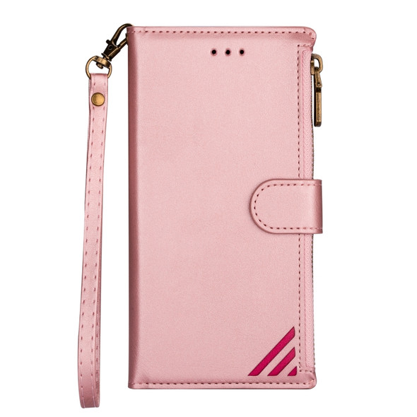 For Huawei Mate 20 Pro Zipper Multi-card Slots Horizontal Flip PU Leather Case with Holder & Card Slots & Wallet & Lanyard & Photo Frame(Rose Gold)