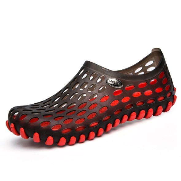 PVC + EVA Material Wading Beach Shoes Couple Breathable Slippers, Size: 42(Black+Red)