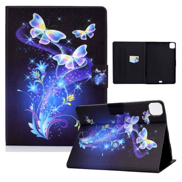 Electric Pressed TPU Colored Drawing Horizontal Flip Leather Case with Holder & Pen Slot For iPad Pro 11 (2018) / (2020) & iPad Air (2020)(Butterflies Flower)