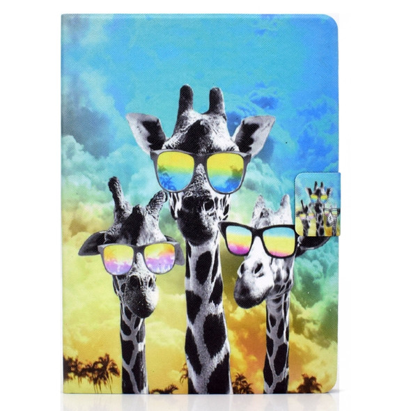 Electric Pressed TPU Colored Drawing Horizontal Flip Leather Case with Holder & Pen Slot For iPad Pro 11 (2018) / (2020) & iPad Air (2020)(Glasses Giraffe)