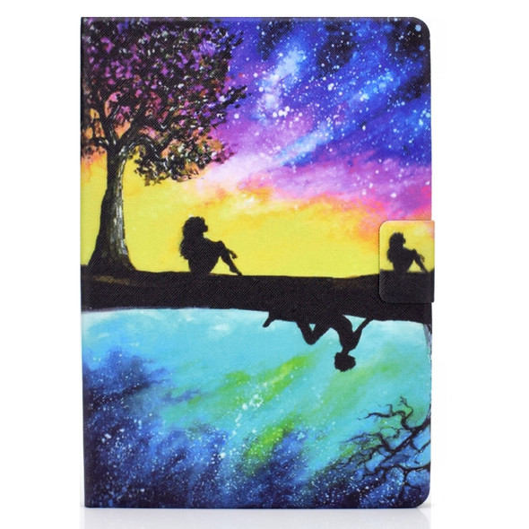 Electric Pressed TPU Colored Drawing Horizontal Flip Leather Case with Holder & Pen Slot For iPad 5 / 6 / 8 / 9(Starry Sky Reflection)