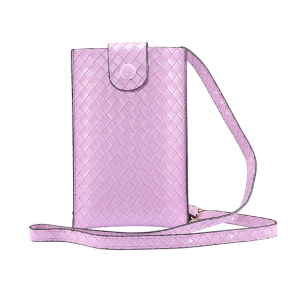 Braided Packing Simple High-end Mobile Phone Bag with Lanyard, Suitable for 6.7 inch Smartphones(Light Purple)