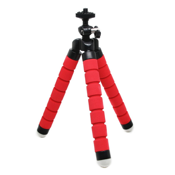 Mini Octopus Flexible Foam Tripod Holder with Phone Clamp & Remote Control(Red)