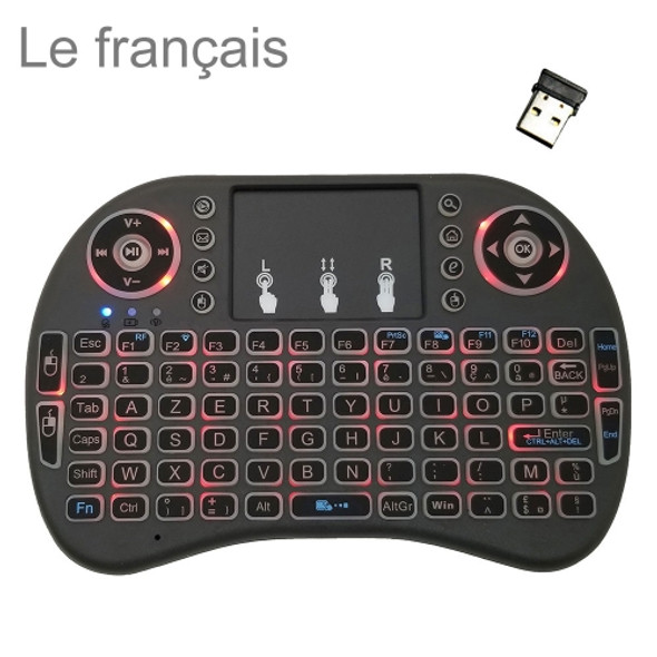 Support Language: French i8 Air Mouse Wireless Backlight Keyboard with Touchpad for Android TV Box & Smart TV & PC Tablet & Xbox360 & PS3 & HTPC/IPTV