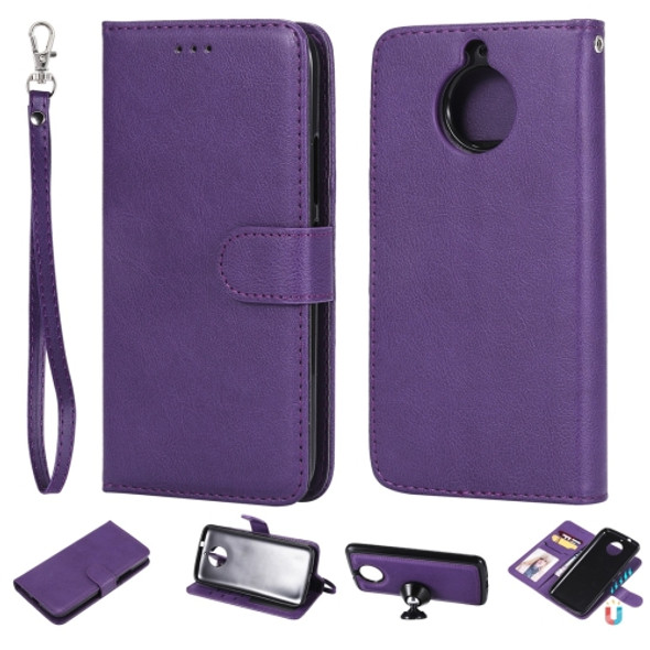 For Motorola Moto G5s Solid Color Horizontal Flip Protective Case with Holder & Card Slots & Wallet & Photo Frame & Lanyard(Purple)