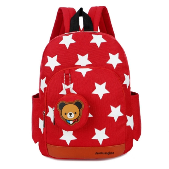 Nylon Stars Printing Kindergarten Children Backpack Schoolbag(Red)