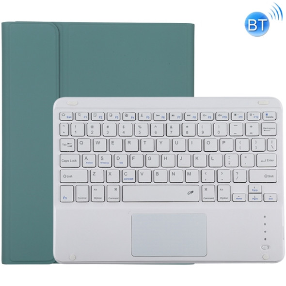 TG-102BC Detachable Bluetooth White Keyboard + Microfiber Leather Protective Case for iPad 10.2 inch / iPad Air (2019), with Touch Pad & Pen Slot & Holder(Dark Green)