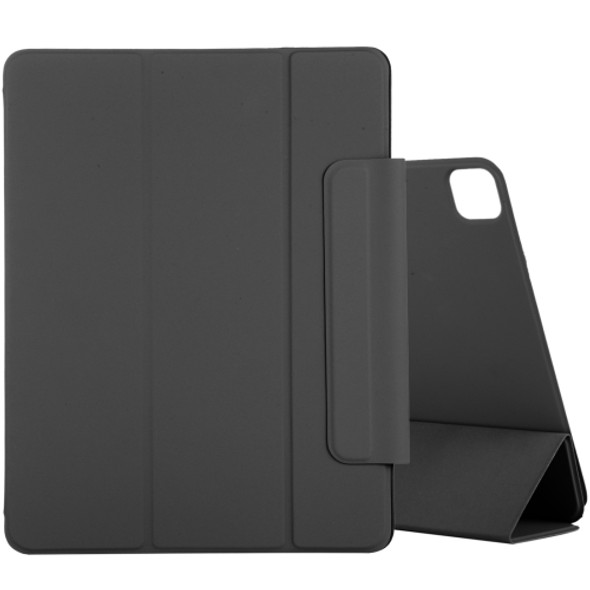 For iPad Pro 12.9 inch(2020) Horizontal Flip Ultra-thin Double-sided Clip Active Buckle Magnetic PU Leather Case With Three-folding Holder & Sleep / Wake-up Function(Black)