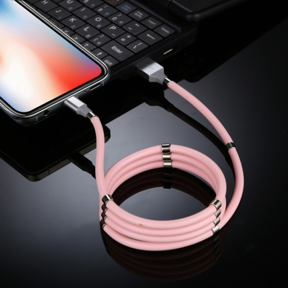 USB to 8 Pin Luminous Magnetic Attraction Data Cable, Length: 1m(Pink)