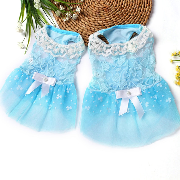 AB060 Lovely Cat Dress Lace Wedding Skirts Dresses for Pets Party Costume, Size:L(Blue)