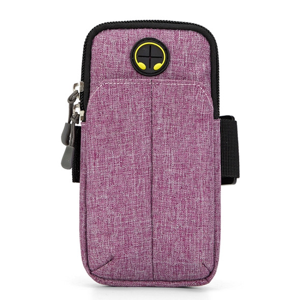 Universal 6.2 inch or Under Phone Zipper Double Bag Multi-functional Sport Arm Case with Earphone Hole(Purple)