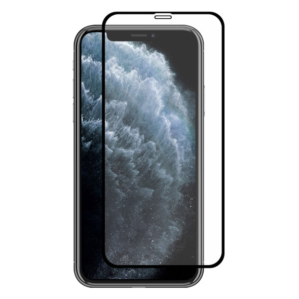 For iPhone 11 Pro Max ENKAY Hat-prince Full Glue 0.26mm 9H 2.5D Front Tempered Glass Full Coverage Film and Black Film with Camera Lens Protector Function(Black)