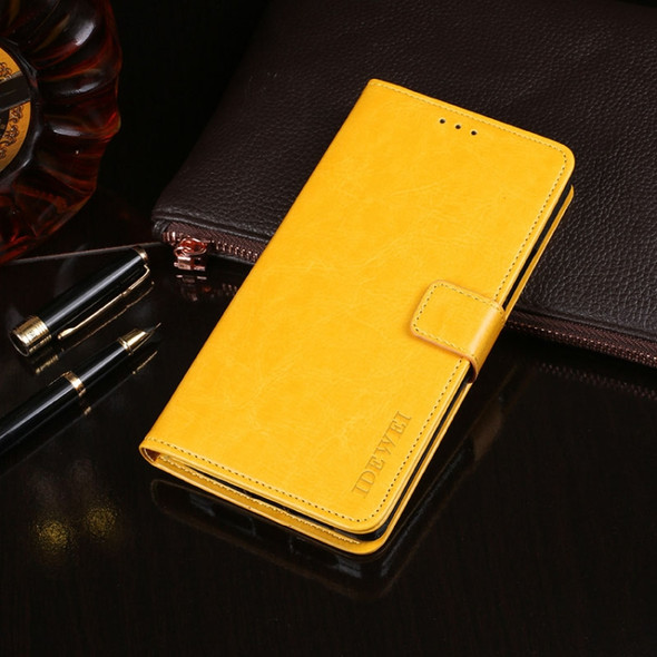 For Meizu 18 Pro idewei Crazy Horse Texture Horizontal Flip Leather Case with Holder & Card Slots & Wallet(Yellow)