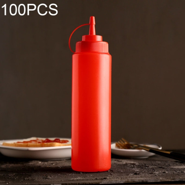 100 PCS Sauce Honey Cream Oi Tomato Jam Squeeze Bottle Cake Sushi Decoration Tools(720ML Red)