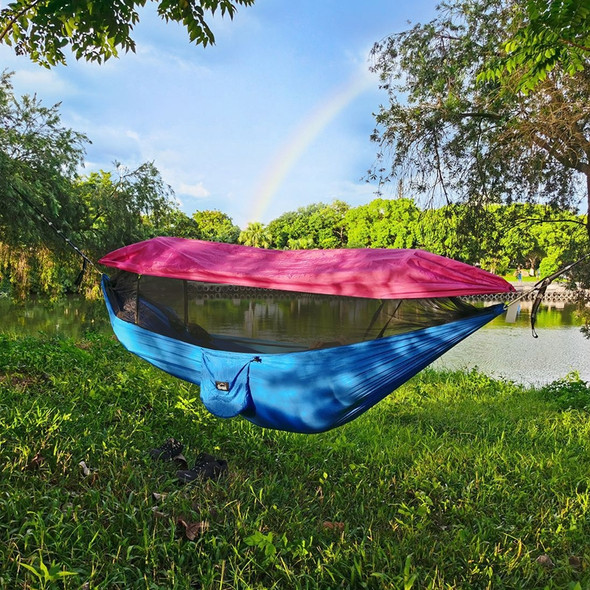 Parachute Cloth Anti-Mosquito Sunshade With Mosquito Net Hammock Outdoor Single Double Swing Off The Ground Aerial Tent 290 x 145cm (Pink Blue)