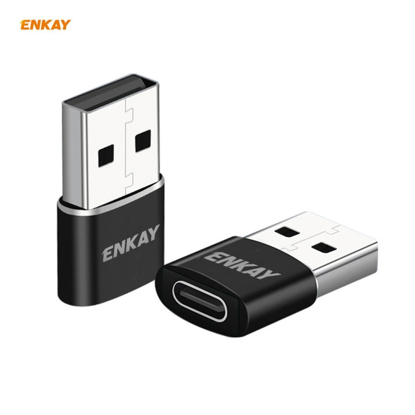 ENKAY ENK-AT105 USB Male to USB-C / Type-C Female Aluminium Alloy Adapter Converter, Support Quick Charging & Data Transmission(Black)
