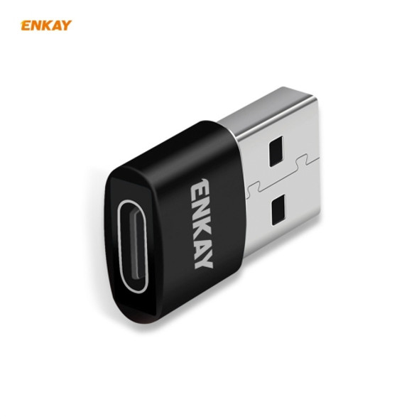 ENKAY ENK-AT105 USB Male to USB-C / Type-C Female Aluminium Alloy Adapter Converter, Support Quick Charging & Data Transmission(Black)