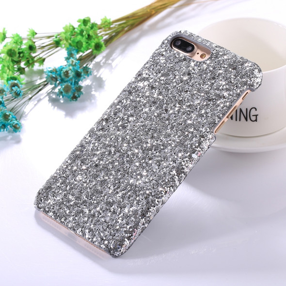 For iPhone 8 Plus & 7 Plus Colorful Sequins Paste Protective Back Cover Case (Silver)