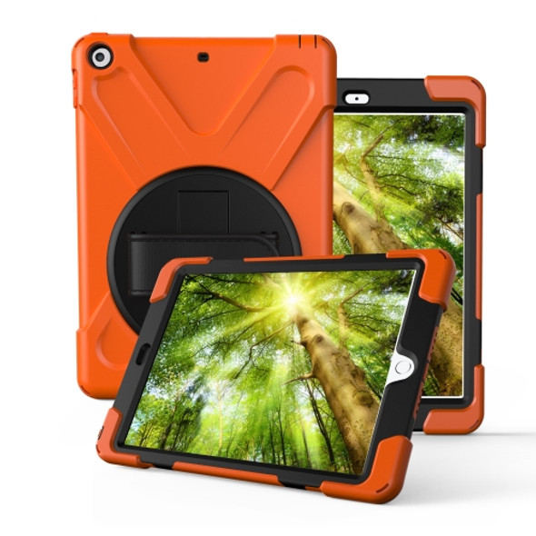 For Galaxy  Tab A 10.5 T590/T595 360 Degree Rotation PC + Silicone Protective Case with Holder & Hand-strap(Orange)
