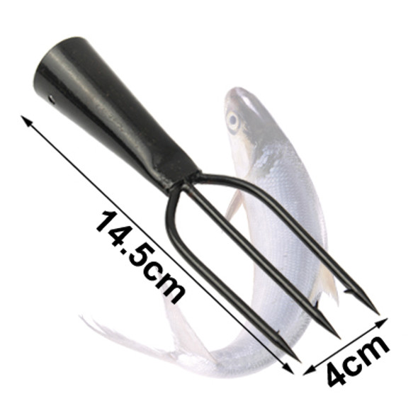 3-Tine Fishing Fish Barbed Metal Spear Gig for Fishing Lover(Black)