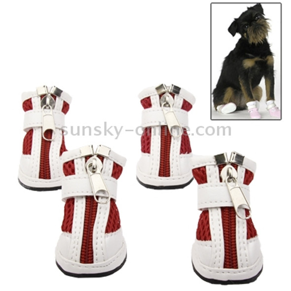 New Fashion Anti-Skidding Dog Shoes / Pet Shoes, Breathable Pet Footwear (4pcs in one pakege and the Price for 4pcs), Red(Red)