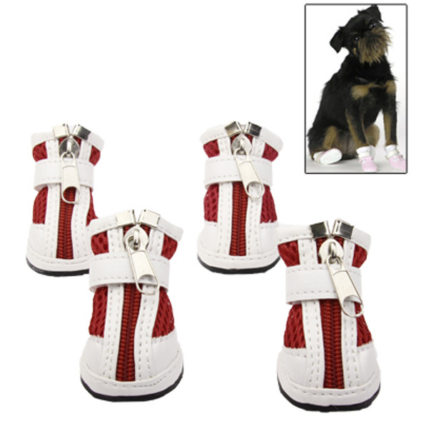 New Fashion Anti-Skidding Dog Shoes / Pet Shoes, Breathable Pet Footwear (4pcs in one pakege and the Price for 4pcs), Red(Red)