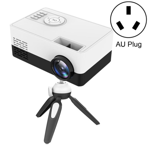 J15 1920 x 1080P HD Household Mini LED Projector with Tripod Mount Support AV / HDMI x 1 / USB x1 / TF x 1, Plug Type:AU Plug(Black White)