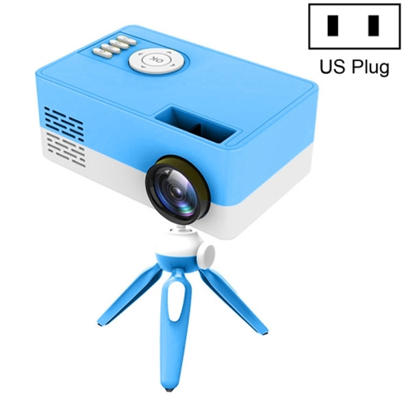 J15 1920 x 1080P HD Household Mini LED Projector with Tripod Mount Support AV / HDMI x 1 / USB x1 / TF x 1, Plug Type:US Plug(Blue White)