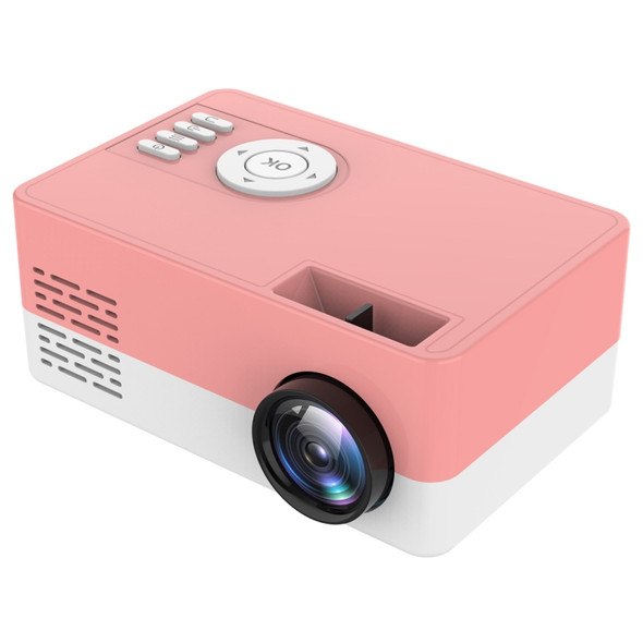 J15 1920 x 1080P HD Household Mini LED Projector with Tripod Mount Support AV / HDMI x 1 / USB x1 / TF x 1, Plug Type:EU Plug(Pink White)