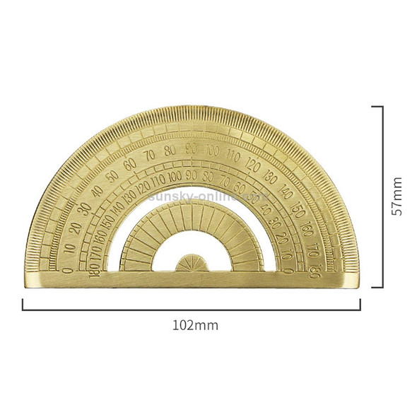 4 PCS Brass Retro Drawing Ruler Measuring Tools, Model: 0-180 Degree Protractor