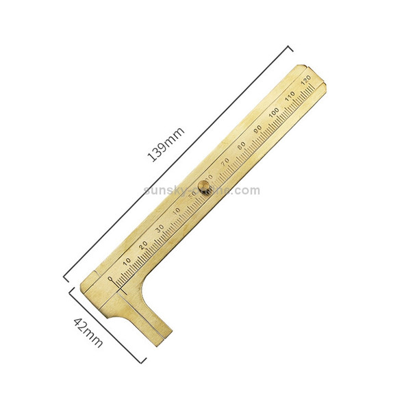 4 PCS Brass Retro Drawing Ruler Measuring Tools, Model: 0-120mm Caliper Single Scale